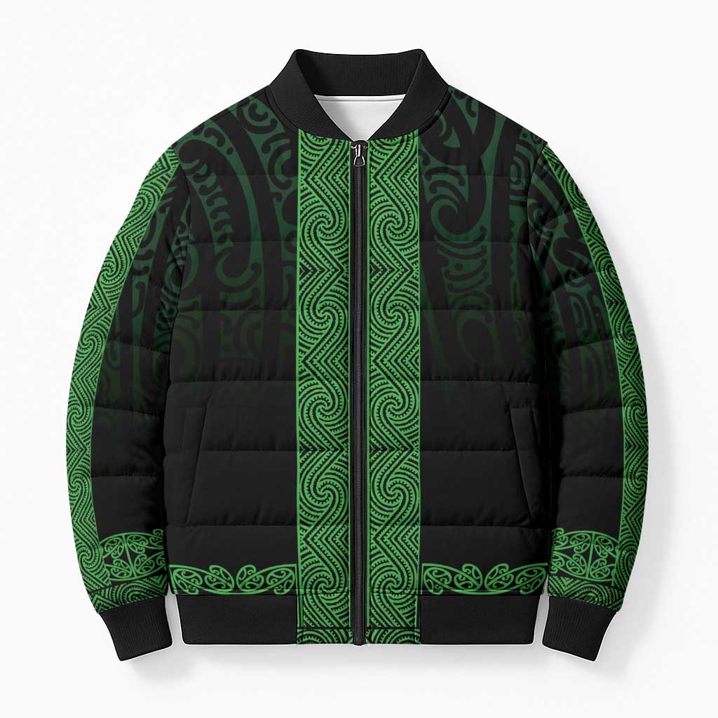 New Zealand Maori Kowhaiwhai Bomber Puffer Jacket Kakariki Maui and Mangopare - Polynesian Pride