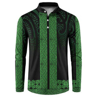 New Zealand Maori Kowhaiwhai Button Sweatshirt Kakariki Maui and Mangopare