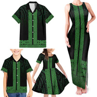 New Zealand Maori Kowhaiwhai Family Matching Tank Maxi Dress and Hawaiian Shirt Kakariki Maui and Mangopare