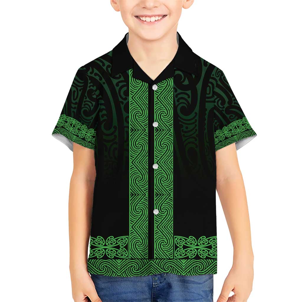 New Zealand Maori Kowhaiwhai Kid Hawaiian Shirt Kakariki Maui and Mangopare