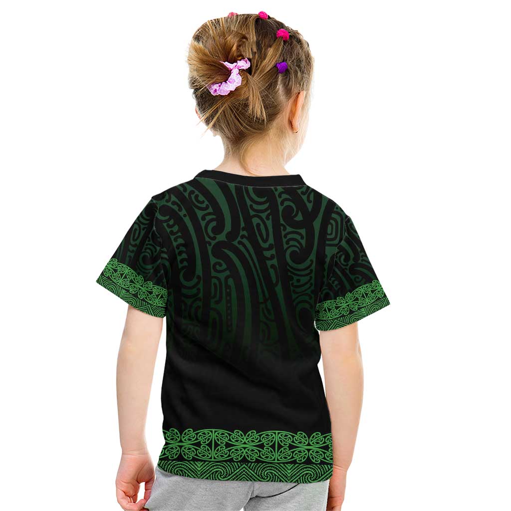 New Zealand Maori Kowhaiwhai Kid T Shirt Kakariki Maui and Mangopare