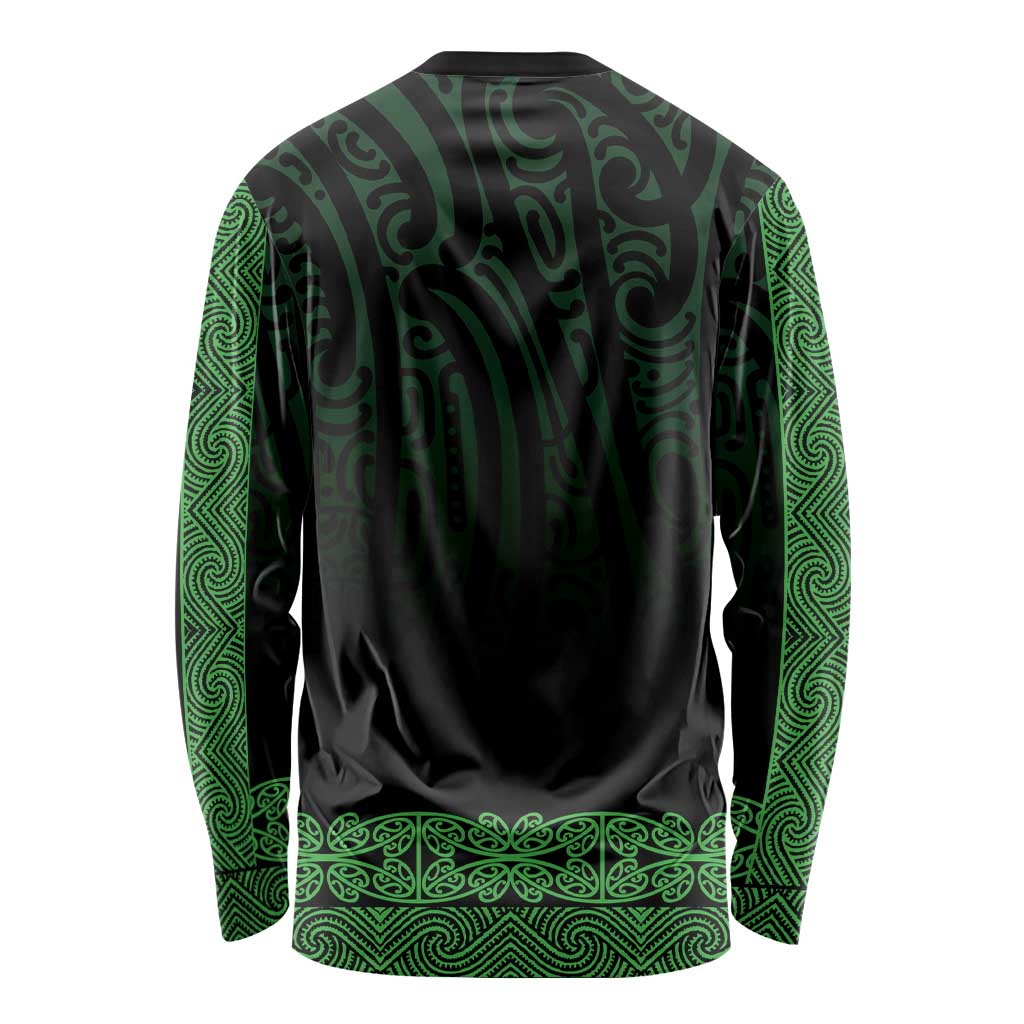 New Zealand Maori Kowhaiwhai Long Sleeve Shirt Kakariki Maui and Mangopare