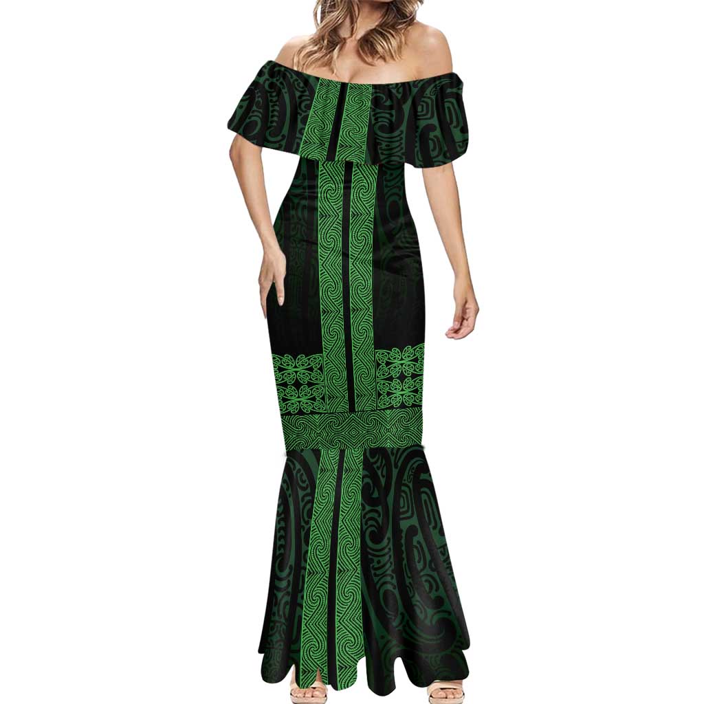 New Zealand Maori Kowhaiwhai Mermaid Dress Kakariki Maui and Mangopare