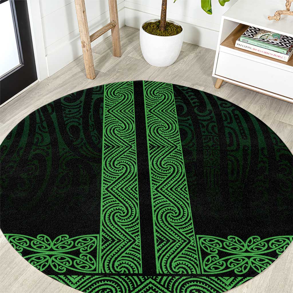 New Zealand Maori Kowhaiwhai Round Carpet Kakariki Maui and Mangopare
