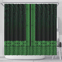 New Zealand Maori Kowhaiwhai Shower Curtain Kakariki Maui and Mangopare