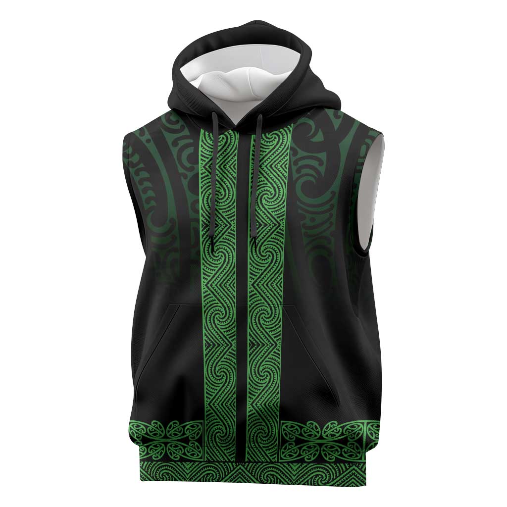 New Zealand Maori Kowhaiwhai Sleeveless Hoodie Kakariki Maui and Mangopare - Polynesian Pride