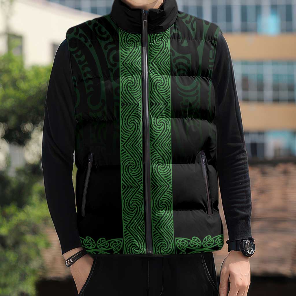 New Zealand Maori Kowhaiwhai Sleeveless Puffer Jacket Kakariki Maui and Mangopare - Polynesian Pride