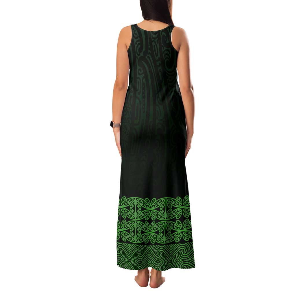 New Zealand Maori Kowhaiwhai Tank Maxi Dress Kakariki Maui and Mangopare
