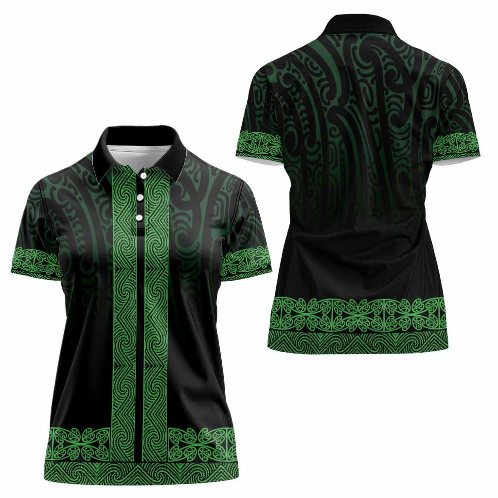 New Zealand Maori Kowhaiwhai Women Polo Shirt Kakariki Maui and Mangopare