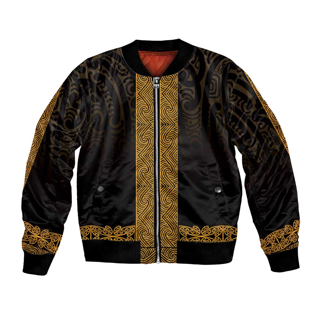 New Zealand Maori Kowhaiwhai Bomber Jacket Karaka Maui and Mangopare