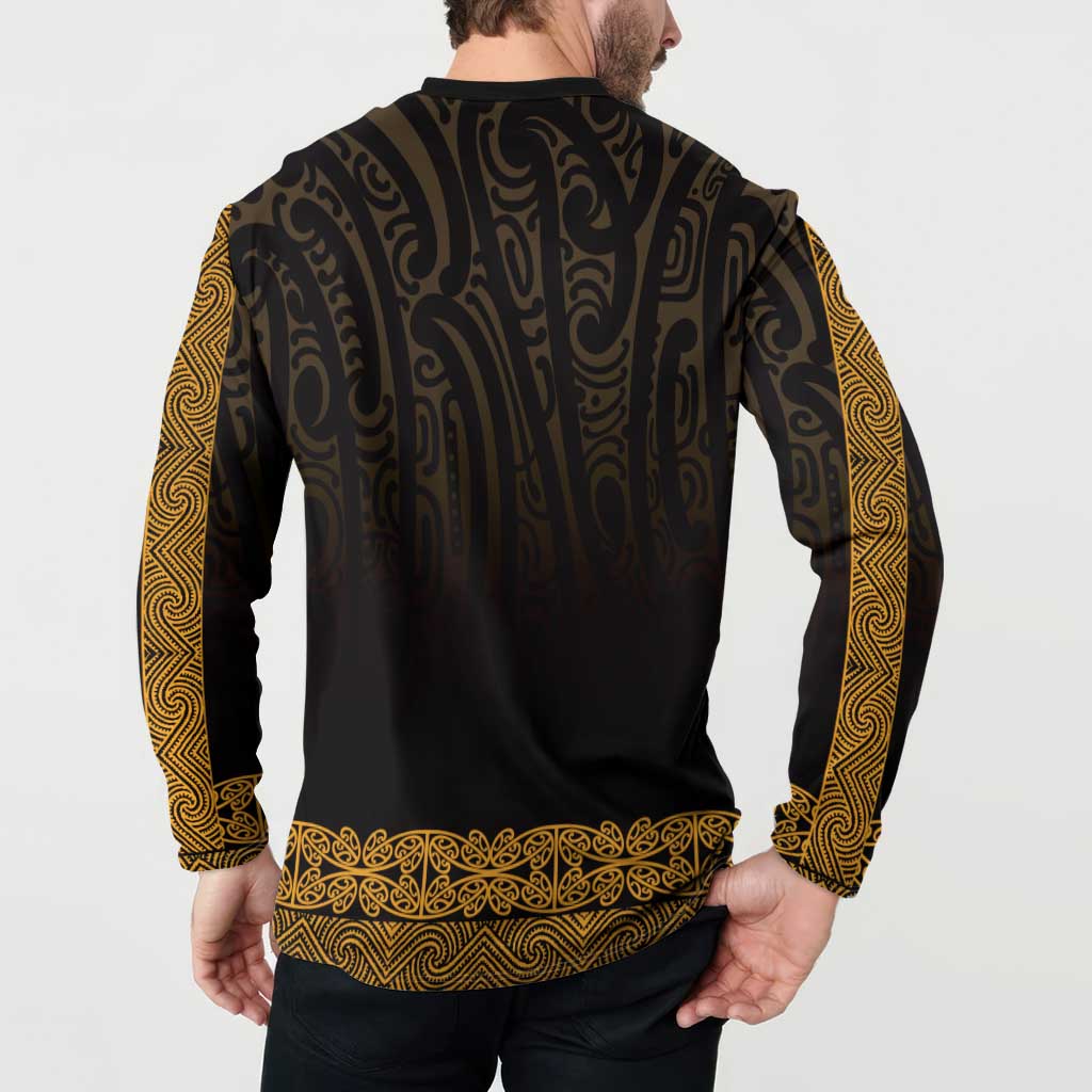 New Zealand Maori Kowhaiwhai Button Sweatshirt Karaka Maui and Mangopare