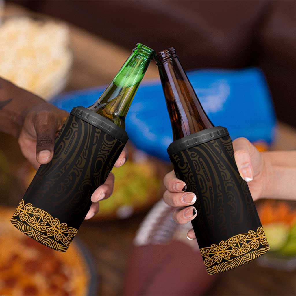 New Zealand Maori Kowhaiwhai 4 in 1 Can Cooler Tumbler Karaka Maui and Mangopare