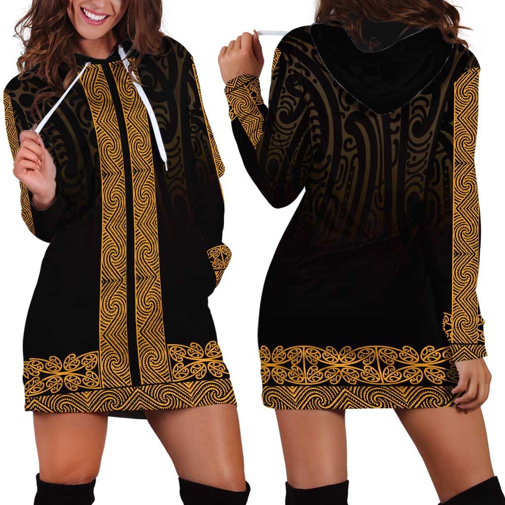 New Zealand Maori Kowhaiwhai Hoodie Dress Karaka Maui and Mangopare