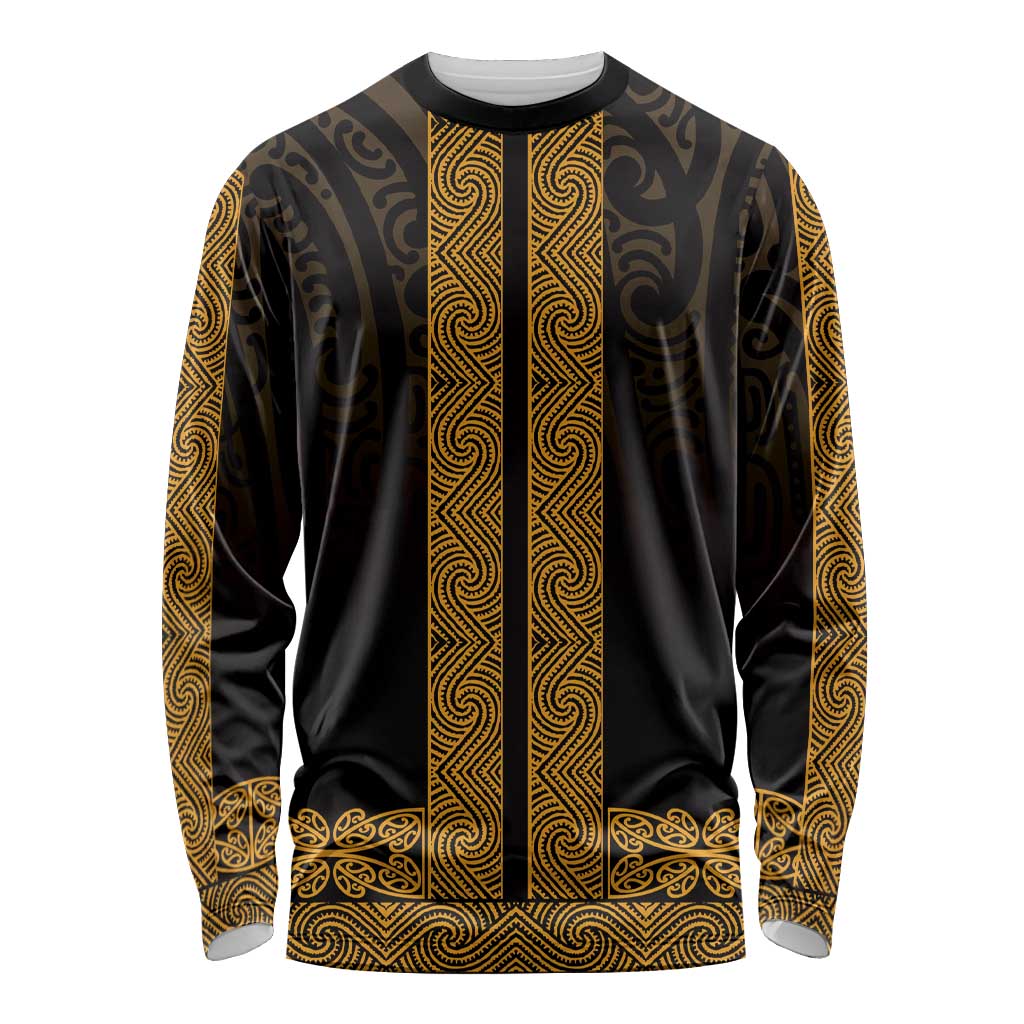New Zealand Maori Kowhaiwhai Long Sleeve Shirt Karaka Maui and Mangopare