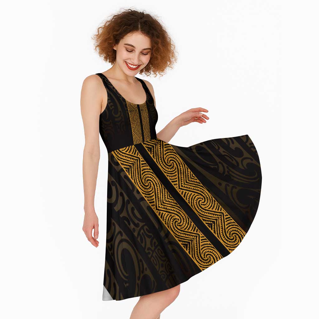 New Zealand Maori Kowhaiwhai Midi Dress Karaka Maui and Mangopare - Polynesian Pride