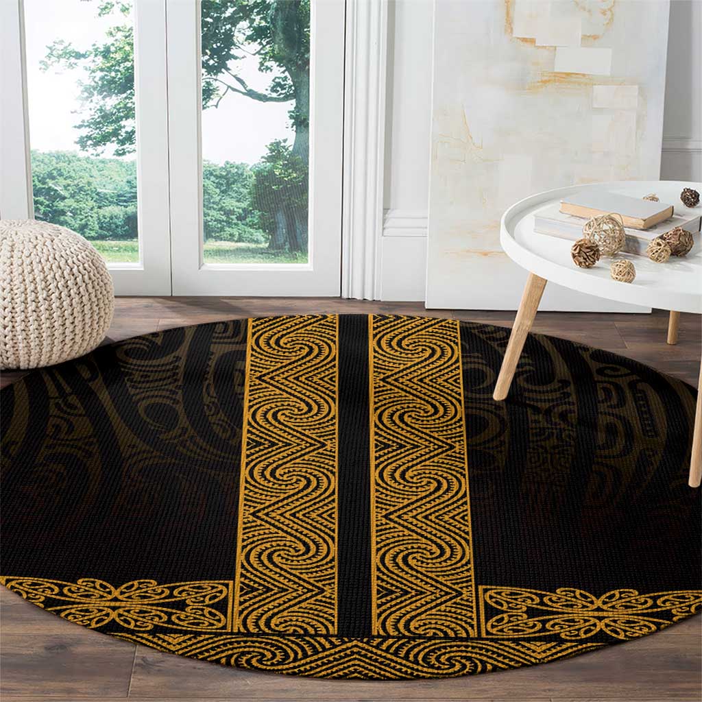 New Zealand Maori Kowhaiwhai Round Carpet Karaka Maui and Mangopare