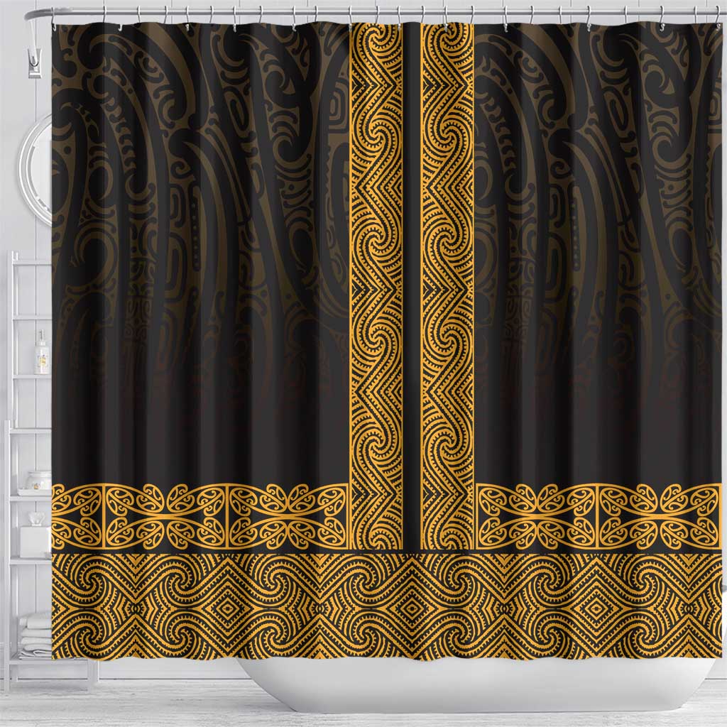 New Zealand Maori Kowhaiwhai Shower Curtain Karaka Maui and Mangopare