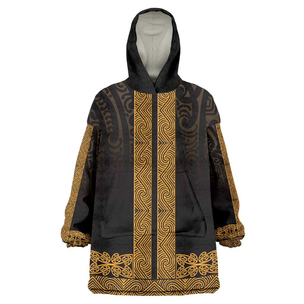 New Zealand Maori Kowhaiwhai Wearable Blanket Hoodie Karaka Maui and Mangopare