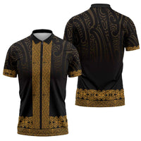 New Zealand Maori Kowhaiwhai Zipper Polo Shirt Karaka Maui and Mangopare - Polynesian Pride