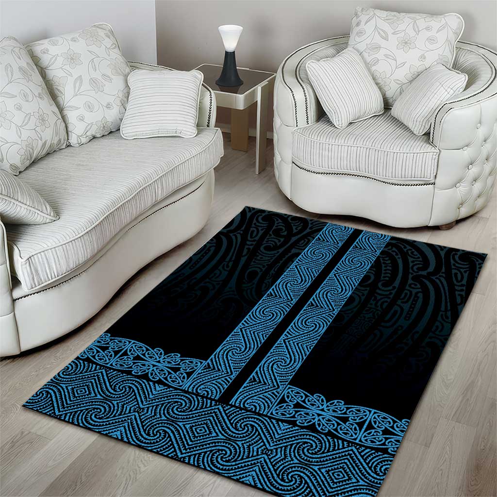 New Zealand Maori Kowhaiwhai Area Rug Kikorangi Maui and Mangopare
