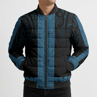 New Zealand Maori Kowhaiwhai Bomber Puffer Jacket Kikorangi Maui and Mangopare - Polynesian Pride