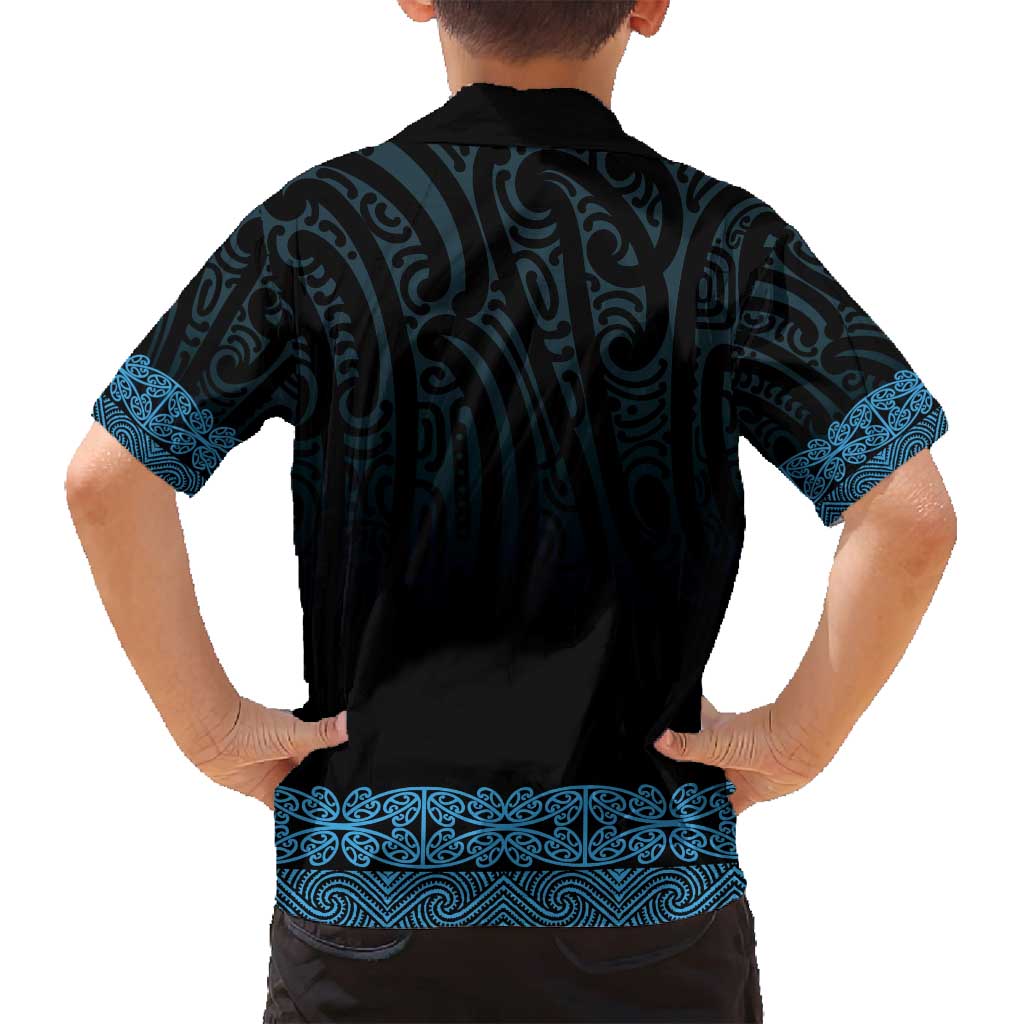 New Zealand Maori Kowhaiwhai Family Matching Off Shoulder Short Dress and Hawaiian Shirt Kikorangi Maui and Mangopare