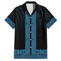 New Zealand Maori Kowhaiwhai Family Matching Short Sleeve Bodycon Dress and Hawaiian Shirt Kikorangi Maui and Mangopare