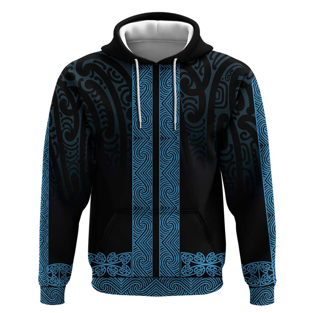 New Zealand Maori Kowhaiwhai Hoodie Kikorangi Maui and Mangopare