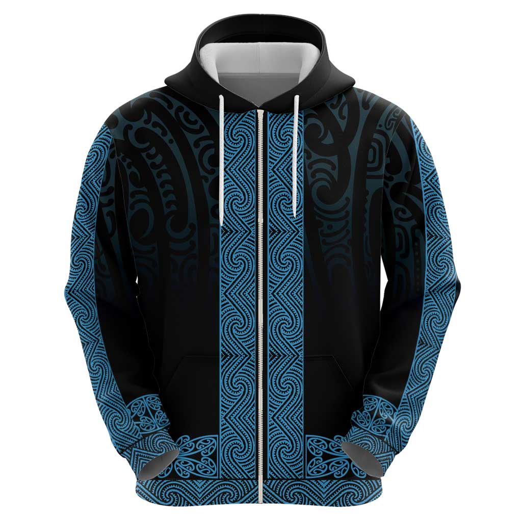 New Zealand Maori Kowhaiwhai Hoodie Kikorangi Maui and Mangopare