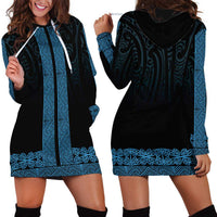 New Zealand Maori Kowhaiwhai Hoodie Dress Kikorangi Maui and Mangopare