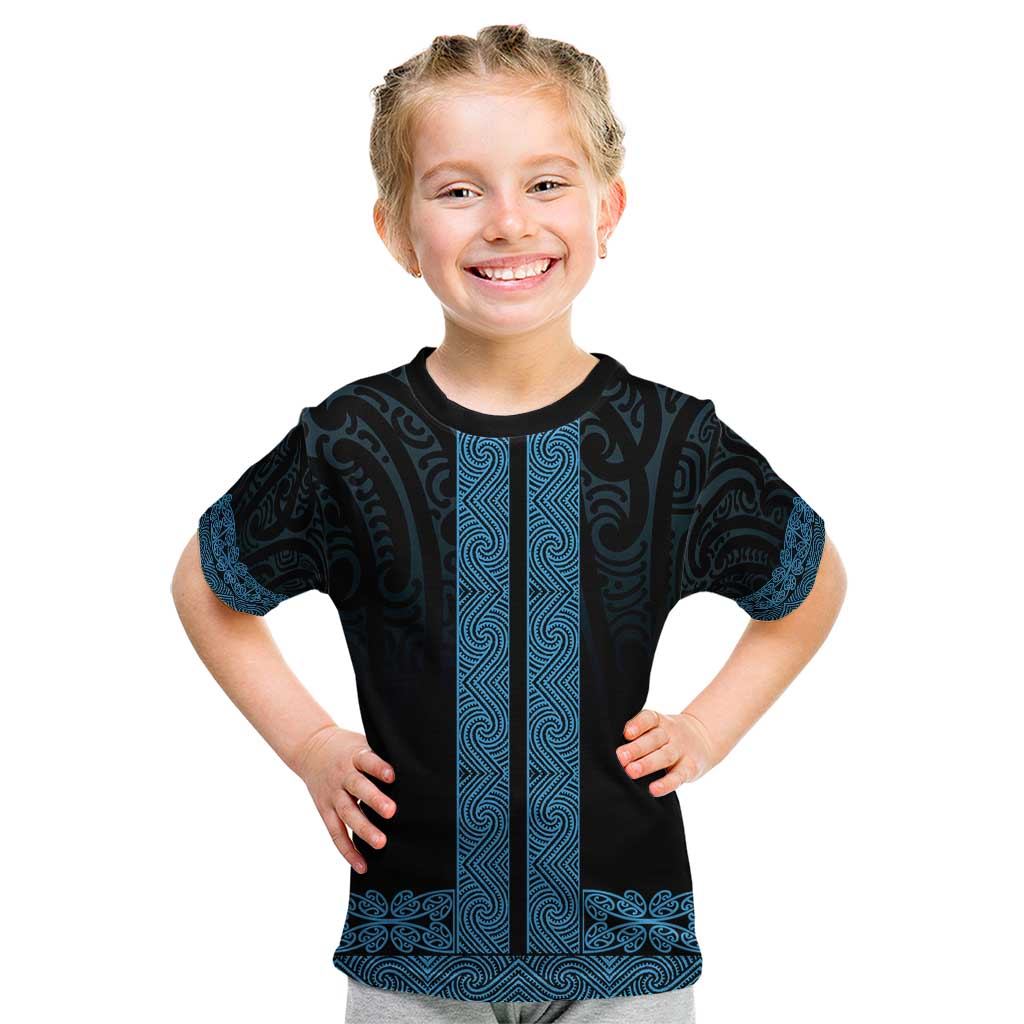New Zealand Maori Kowhaiwhai Kid T Shirt Kikorangi Maui and Mangopare