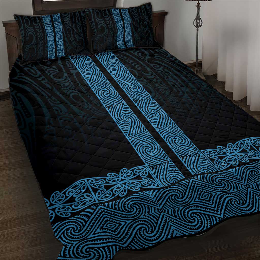 New Zealand Maori Kowhaiwhai Quilt Bed Set Kikorangi Maui and Mangopare