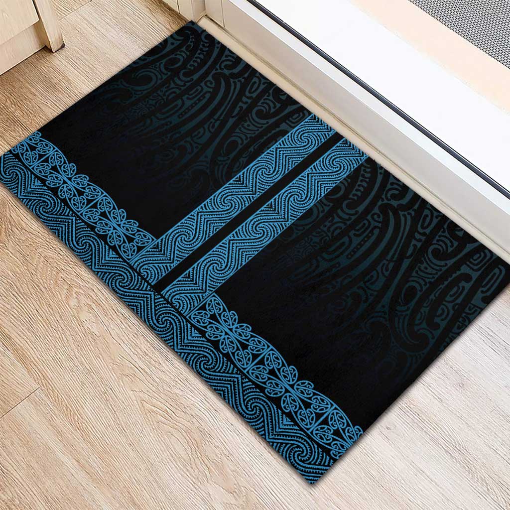 New Zealand Maori Kowhaiwhai Rubber Doormat Kikorangi Maui and Mangopare