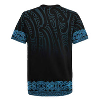 New Zealand Maori Kowhaiwhai Rugby Jersey Kikorangi Maui and Mangopare