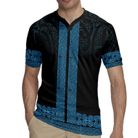 New Zealand Maori Kowhaiwhai Rugby Jersey Kikorangi Maui and Mangopare
