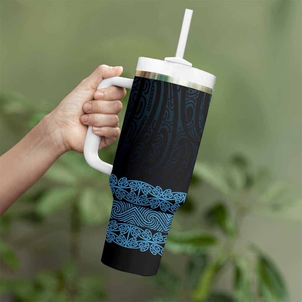 New Zealand Maori Kowhaiwhai Tumbler With Handle Kikorangi Maui and Mangopare