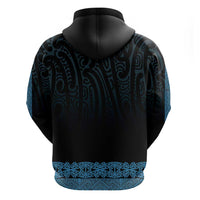 New Zealand Maori Kowhaiwhai Zip Hoodie Kikorangi Maui and Mangopare