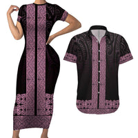 New Zealand Maori Kowhaiwhai Couples Matching Short Sleeve Bodycon Dress and Hawaiian Shirt Mawhero Maui and Mangopare