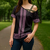 New Zealand Maori Kowhaiwhai Cross Shoulder Shirt Mawhero Maui and Mangopare - Polynesian Pride