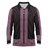 New Zealand Maori Kowhaiwhai Long Sleeve Polo Shirt Mawhero Maui and Mangopare