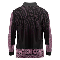 New Zealand Maori Kowhaiwhai Long Sleeve Polo Shirt Mawhero Maui and Mangopare