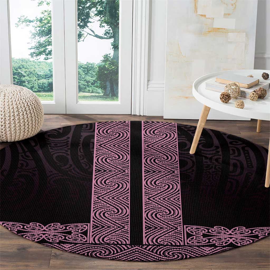 New Zealand Maori Kowhaiwhai Round Carpet Mawhero Maui and Mangopare