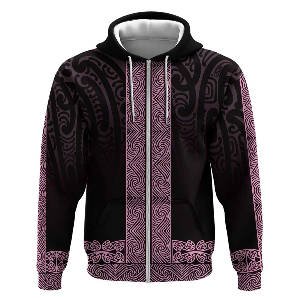 New Zealand Maori Kowhaiwhai Zip Hoodie Mawhero Maui and Mangopare