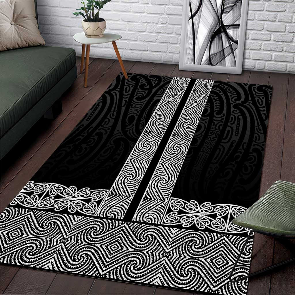 New Zealand Maori Kowhaiwhai Area Rug Pango Maui and Mangopare