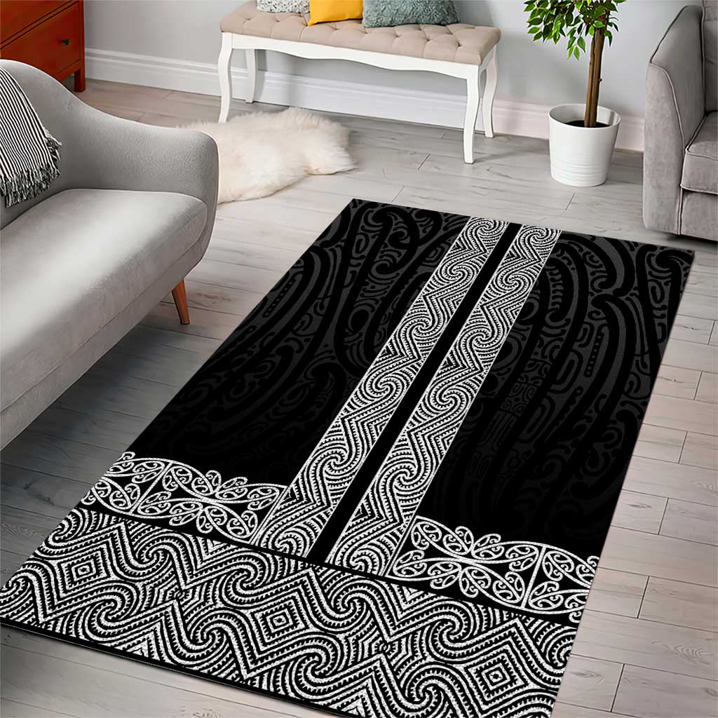 New Zealand Maori Kowhaiwhai Area Rug Pango Maui and Mangopare