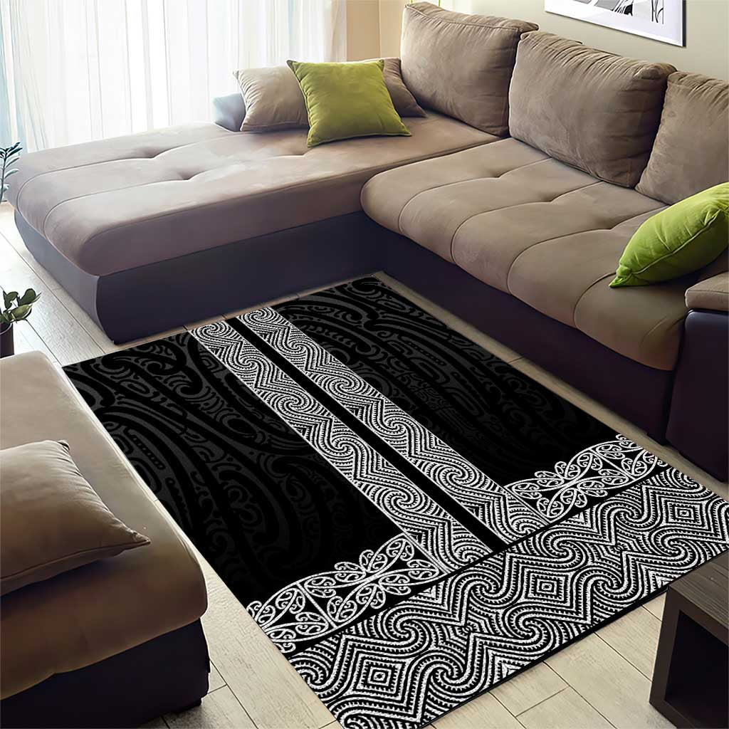 New Zealand Maori Kowhaiwhai Area Rug Pango Maui and Mangopare