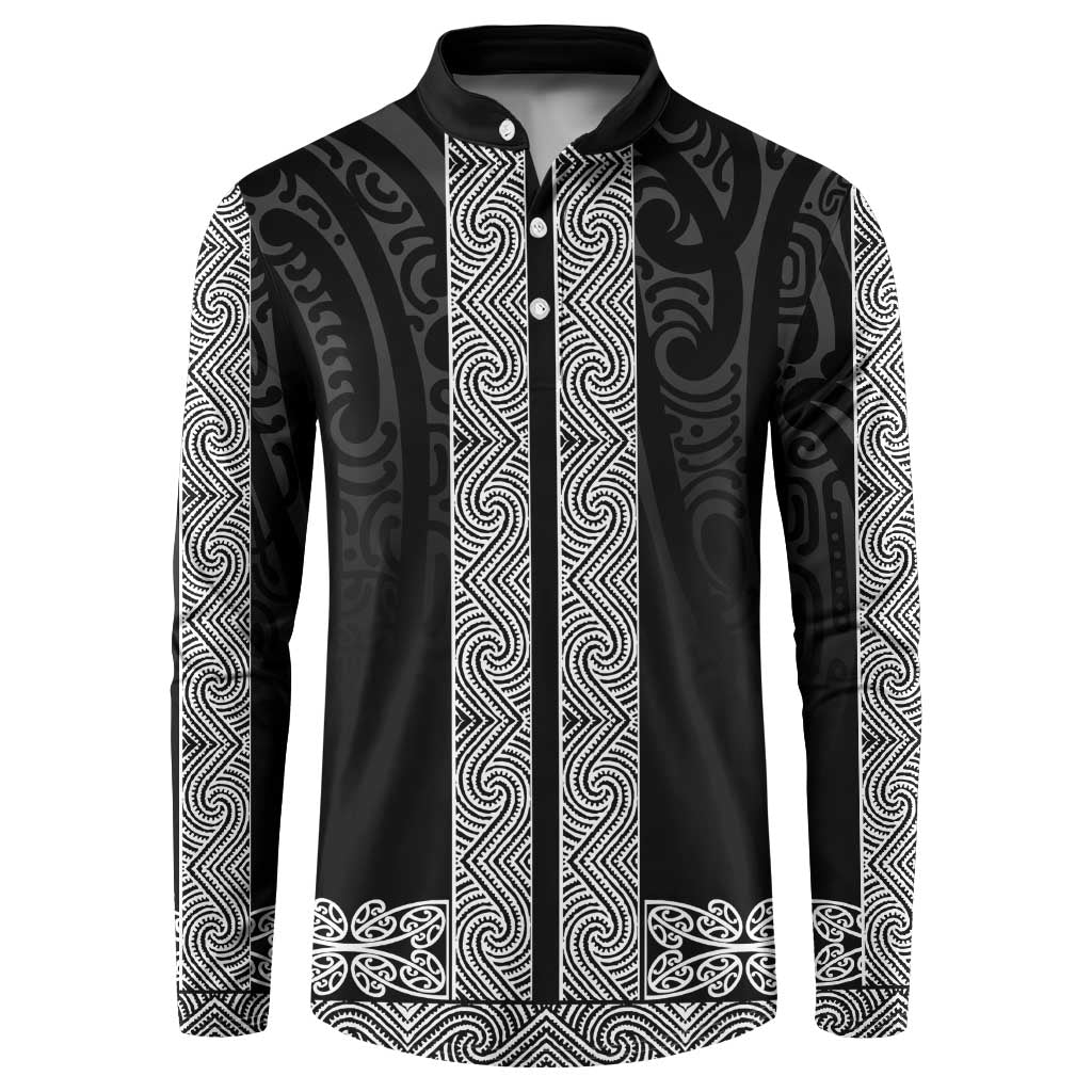 New Zealand Maori Kowhaiwhai Button Sweatshirt Pango Maui and Mangopare