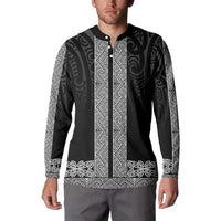 New Zealand Maori Kowhaiwhai Button Sweatshirt Pango Maui and Mangopare