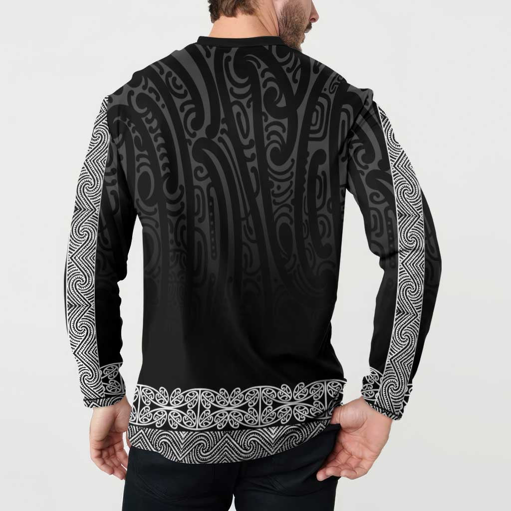 New Zealand Maori Kowhaiwhai Button Sweatshirt Pango Maui and Mangopare