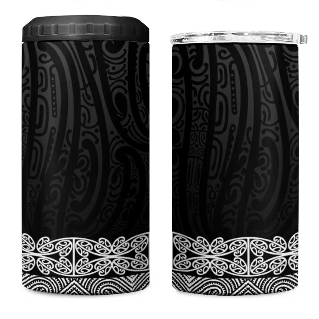 New Zealand Maori Kowhaiwhai 4 in 1 Can Cooler Tumbler Pango Maui and Mangopare